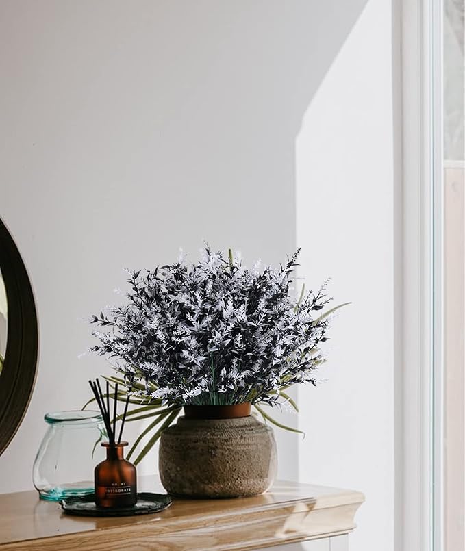 Artificial Plants Outdoor Artificial Outdoor Flowers UV Flowers Outdoor Artificial Greenery for flower arrangements Indoor Outside Hanging Plants Garden Porch Window Home Farmhouse Décor(Black+White)