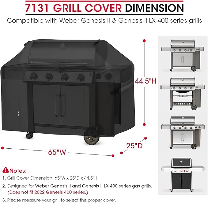 Unicook 65 Inch Grill Cover for Weber Genesis II 400 Series, 4 Burner BBQ Cover for Outdoor Grill, Heavy Duty Waterproof Fade Resistant, Compared to Weber 7131