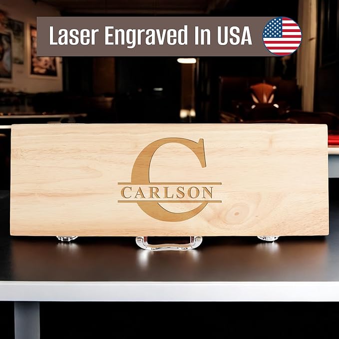 Personalized Tailgating BBQ Grill Accessories Set,11 Pcs Stainless Steel Grilling Accessories, Tailgate Grill for Outdoor Cooking, Camping, Mancave, Backyard,Grilling Gifts for Men,Grill Smoker Gifts