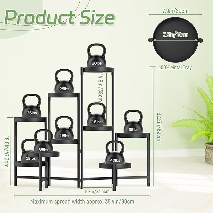 iDavosic.ly Plant Stand Indoor Outdoor, 9 Tier Corner Metal Flower Display Holder Shelf, Folding Tall Orchid Rack for Patio Balcony Porch Garden Living Room House, Black