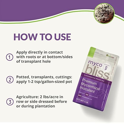 Myco Bliss Powder (200 g) - Mycorrhizal Fungi for Plants - 5 Strain Mycorrhizal Inoculant with 1000 Propagules Per Gram - Highly Concentrated Mycorrhizae for Plants, Gardening, & Potting Soil