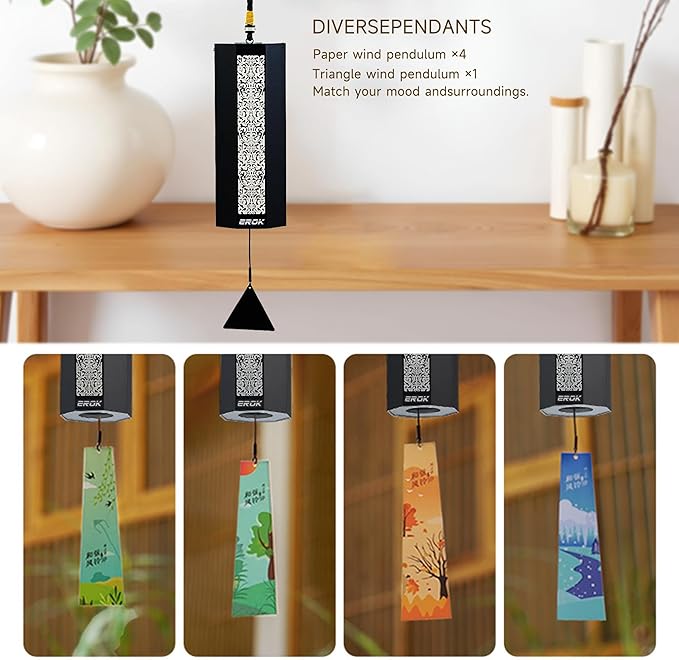 EROK Wind Chimes,Sound Healing,Dm Chord,Wind Chime for Yard/Porch/Garden Decor(Black)