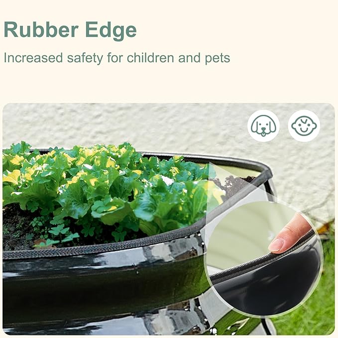 2Pcs 17" Tall Raised Galvanized Steel Garden Bed Modular Planter for Gardening, Vegetables, Flowers Tall Oval Galvanized Metal 9-in-1 Raised Garden Beds Outdoor (Graphite Black)