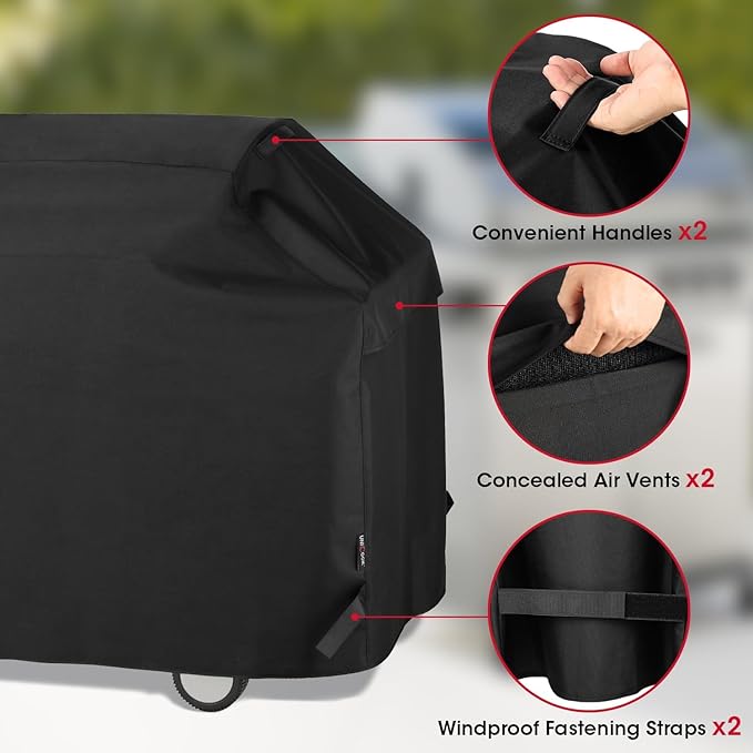 Unicook Heavy Duty Waterproof Barbecue Gas Grill Cover, 65-inch BBQ Cover, Special Fade and UV Resistant Material, Durable and Convenient, Fits Grills of Weber Char-Broil Nexgrill Brinkmann and More