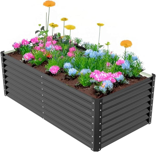 VINGLI 6x3x2ft Raised Garden Bed, Large Planter Garden Boxes Outdoor, Planter Raised Beds Kit for Gardening for Vegetables, Flowers, Herbs (Black)