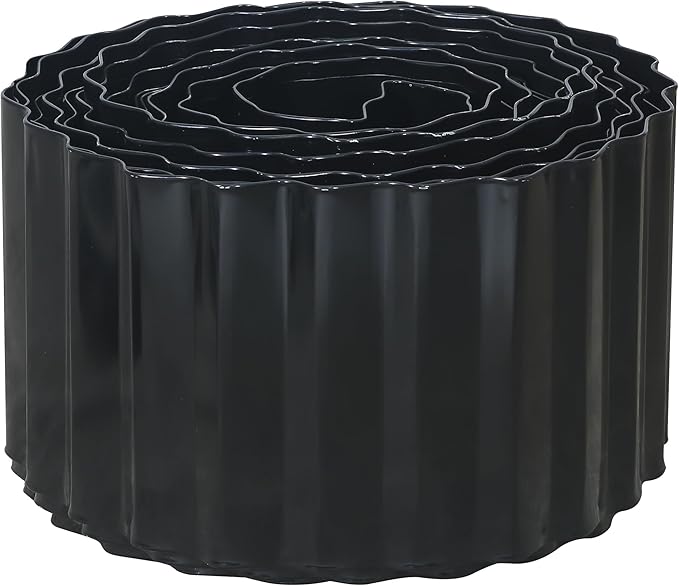 Corrugated Metal Garden Edging, 4"×20Ft Landscape Edging Border for Lawn, Flower Bed, Garden Fence, Paver Edging, Metal Garden Edging for DIY Borders and Landscaping, Black