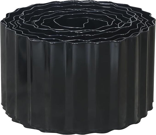 Corrugated Metal Garden Edging, 4"×20Ft Landscape Edging Border for Lawn, Flower Bed, Garden Fence, Paver Edging, Metal Garden Edging for DIY Borders and Landscaping, Black