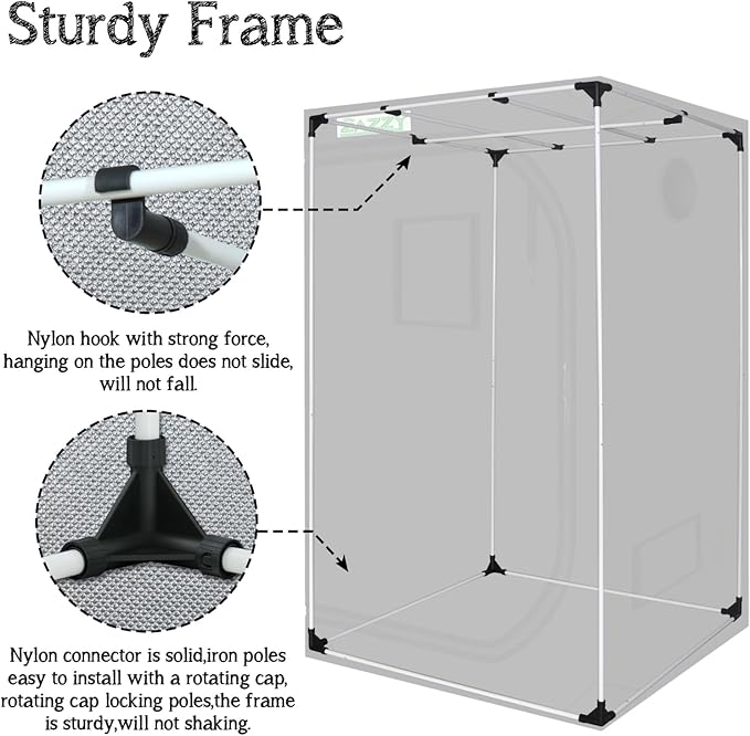 zazzy Grow Tent 60"x60"x78" Hydroponic Grow Tents Heavy Duty Dark Room Grow Reflective Mylar Grow Tent with Window & Floor Tray for Indoor Plant Growing