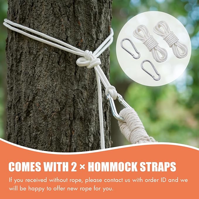 INNO STAGE 2 Persons Hammock with Tree Straps - Brazilian Double Hammock, Portable Hanging Camping Bed for Patio, Backyard, Porch, Outdoor and Indoor Use Soft Cotton Carrying Bag, XX-Large