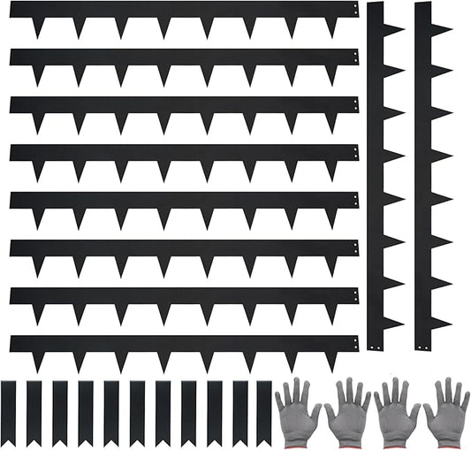 Garden 10-Pack Galvanized Steel Landscape Lawn Edging 33Ft 4.5in H Black Powder Coated Bendable Metal Strips - Hammer-in Edging Border w/ 11 Clips - Yard Pathway Divider