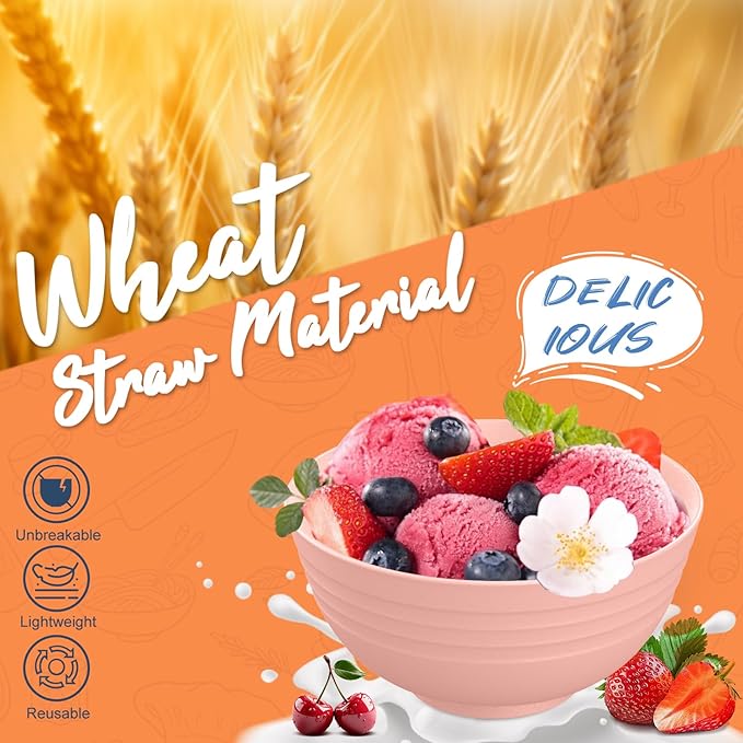 Wheat Straw Dinnerware Sets, Service for 4, Kitchen Plates and Bowls Sets with Dinner Plate/Cereal Bowl/Cup/Fork/Spoon, 20-Piece for Outdoor Camping, RV, Apartment Essentials - Colorful