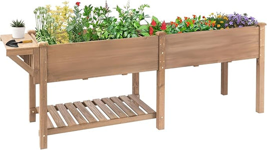 Raised Garden Bed with Legs Outdoor, Elevated Garden Box with Legs, Large Storage Shelf for Vegetable, Flower, Herb, Easy to Assemble，81x23x31 in