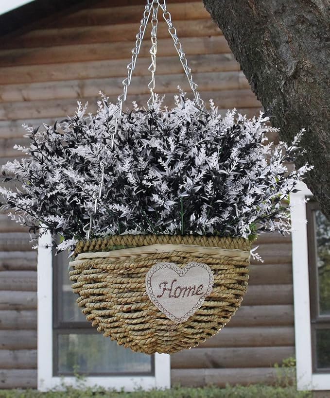 RECUTMS 8 Bundles Artificial Flowers Outdoor UV Resistant Fake Flowers Fake Outside Plants Plastic Outdoor Flowers for No Fade Faux Plastic Plants Garden Porch Window Box Décor(Black+White)