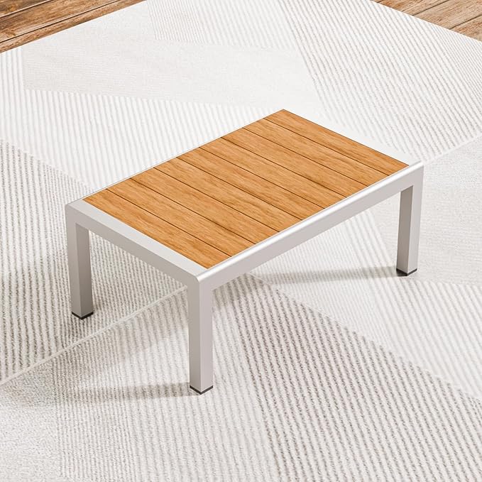 ZANDOR Aluminum Outdoor Patio Furniture - 1 Pcs 3-Seat and Coffee Table, All-Weather Metal Modern Outside Furniture with Washable Thick Cushion for Garden/Backyard/Porch, Silver