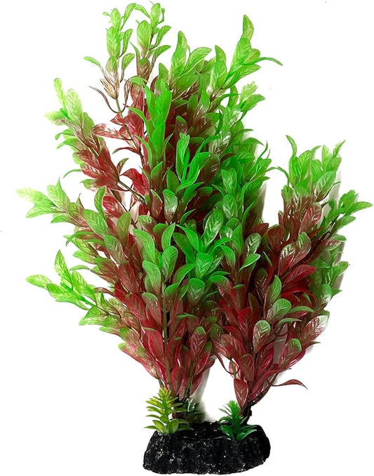 Mipukbay Red & Green Aquarium Plants - Artificial Plastic Fish Tank Decor, Realistic Ornament Safe for Fish & Shrimp, Low-Maintenance Aquascaping Plants for Freshwater/Saltwater Tank Landscaping