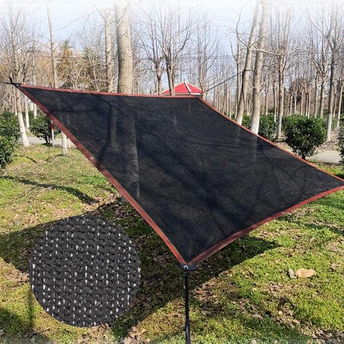 winemana 70% Black Shade Cloth, 12 x 12 FT Durable Mesh Tarp with Grommets, Resistant Garden Sun Shade Netting with Taped Edge for Plant Cover, Greenhouse, Patio, Tomatoes, Chicken Coop, Barn Kennel