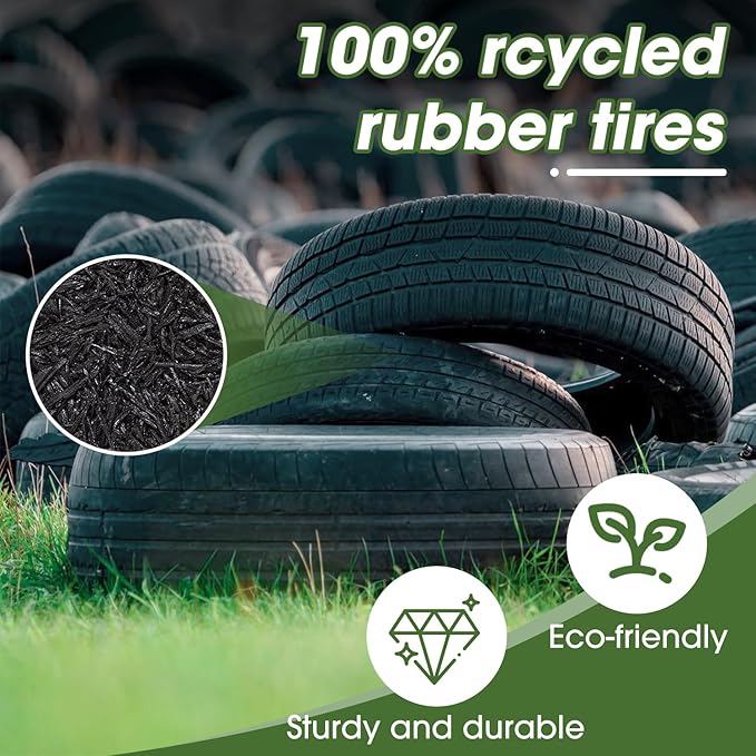 Recycled Rubber Mulch for Landscaping, Mulch Mat Roll Permanent Walkway Pathway for Outdoor Black-140"L X5.5" W-1 Pack (1)