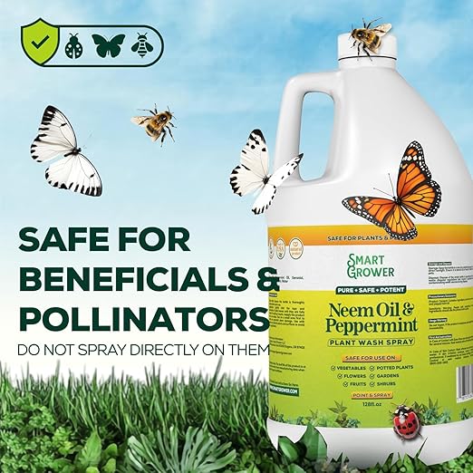 Neem Oil Spray for Plants with Peppermint Oil, Natural Plant Wash Made for Indoor and Outdoor Plants Smart Grower 128oz Gallon Refill Ready to Use Spray