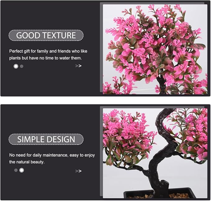 Cabilock Artificial Bonsai Tree, Fake Potted Bonsai Plants Decoration, Simulation Faux Plants Decor, Desktop Realistic Welcoming Pine Ornament for Home Office Entryway Chests Decor, Pink