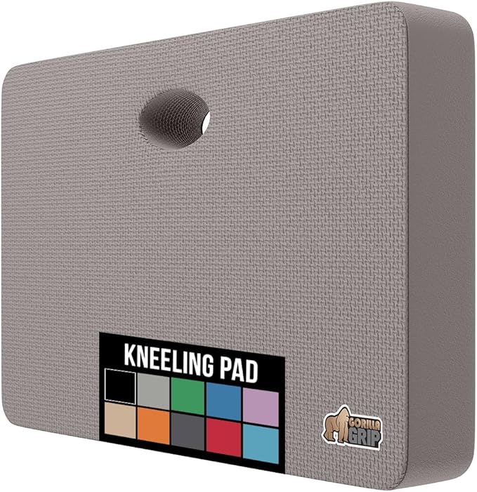 GORILLA GRIP Extra Thick Patent Pending Garden Kneeling Pad, 17.5 x 11 Inch Supportive Soft Foam Knee Cushioning for Gardening, Water Resistant, Bathing Baby Working Supplies, Lightweight, Gray