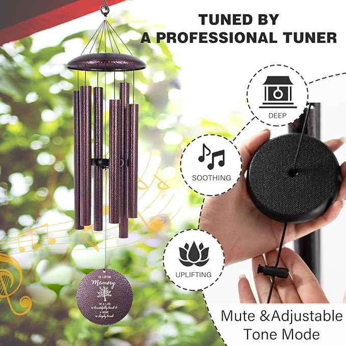 ASTARIN 36" Large Deep Tone Personalized Sympathy Wind Chimes, Memorial Wind Chime for Loss of Mother Father Loved One, Tree of Life Bereavement Gifts Decor Outdoor Patio Garden(Produced in USA)