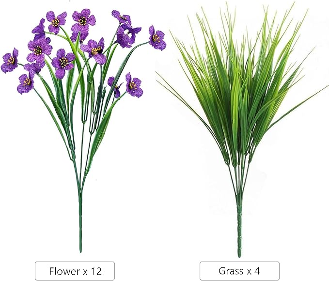 16pcs Outdoor Artificial Flowers UV Resistant Fake Flowers Bulk Artificial Flowers for Decoration Faux Silk Flowers for Garden Porch Window Box Hanging Planter Decorating