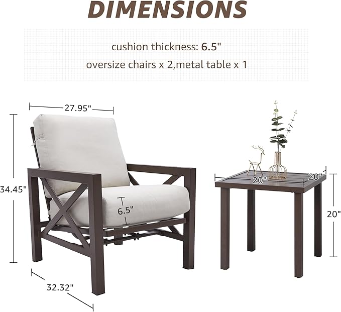 NATURAL EXPRESSIONS 4 Pieces Patio Furniture Set, Outdoor Furniture Sofa Sectional Modern Metal Patio Conversation Set with High Back Backrest & 3 Seater Loveseat and 2 Motion Rocker