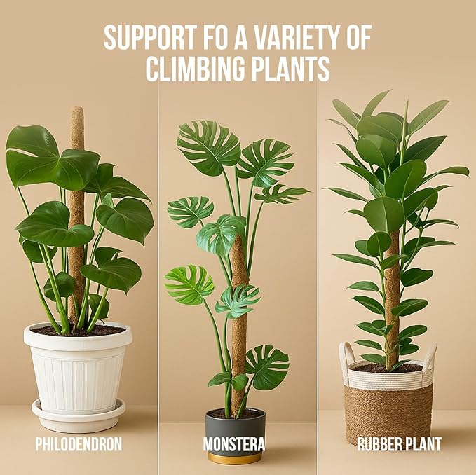 Moss Pole Monstera Plant Support – 48” Bendable Moss Pole Monstera Plant Support, Plant Stakes for Indoor Plants, Tall Plant Sticks Support for Climbing Plants