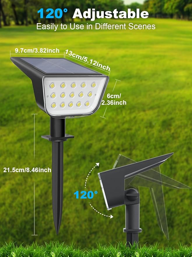 Solar Spot Lights Outdoor, Ultra Bright Solar Garden Lights Cool White, IP68 Waterproof Landscape Spotlights, 800LM 6500K for Yard Garden Wall Driveway, 8 Pack