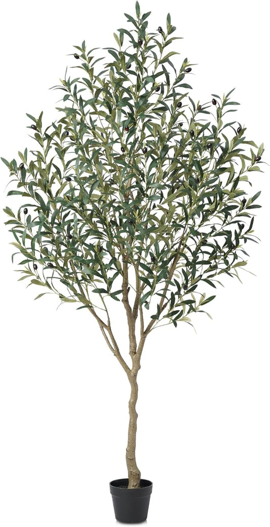 Olive Tree Artificial – 6ft Faux Olive Tree with UV Resistant Leaves - Tall Fake Plant in Pot, Large Floor Plants for Indoor & Outdoor, Living Room, Office, Modern Home Decor, VN126