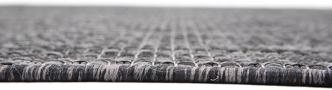 Unique Loom Collection Casual Transitional Solid Heathered Indoor/Outdoor Flatweave Area Rug (8' x 11' 4" Rectangle, Black/Ivory)