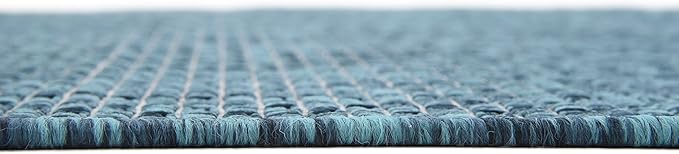 Unique Loom Collection Casual Transitional Solid Heathered Indoor/Outdoor Flatweave Area Rug (4' 1" x 6' 1" Rectangle, Teal/Navy Blue)