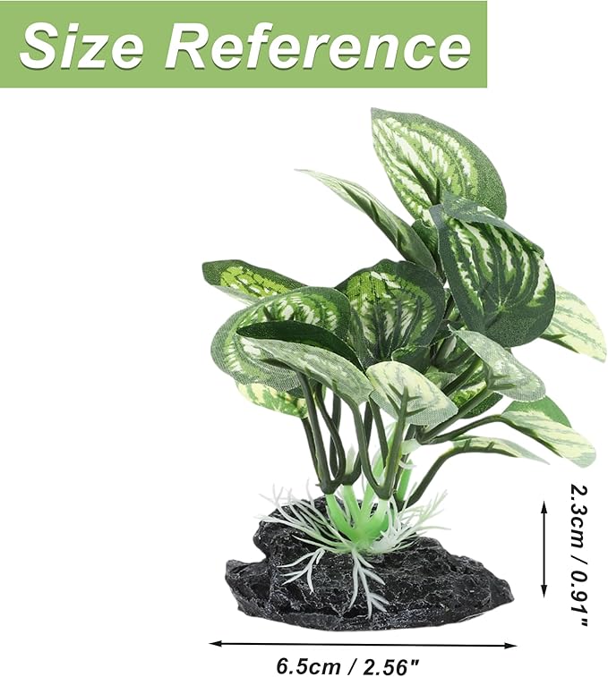 Aquarium Plastic Plants, Silk Aquarium Plants, Silk Plants for Betta Fish Tank, Plastic Plant Decor for Aquarium, Green, Pointed Leaves, 4.33" Tall