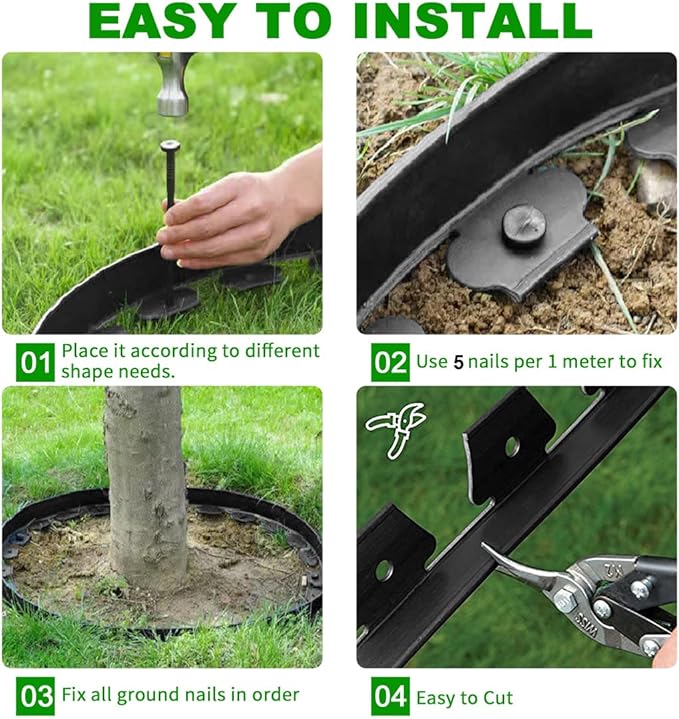 Landscape Edging 66FT,Garden Edging Borders [Extra Tall 4IN High] with 100 pcs Plastic Stakes, Lawn Edging Flexible DIY Fence for Landscaping,Flower Bed,Grass,Gravel,Tree Surrounding-Green