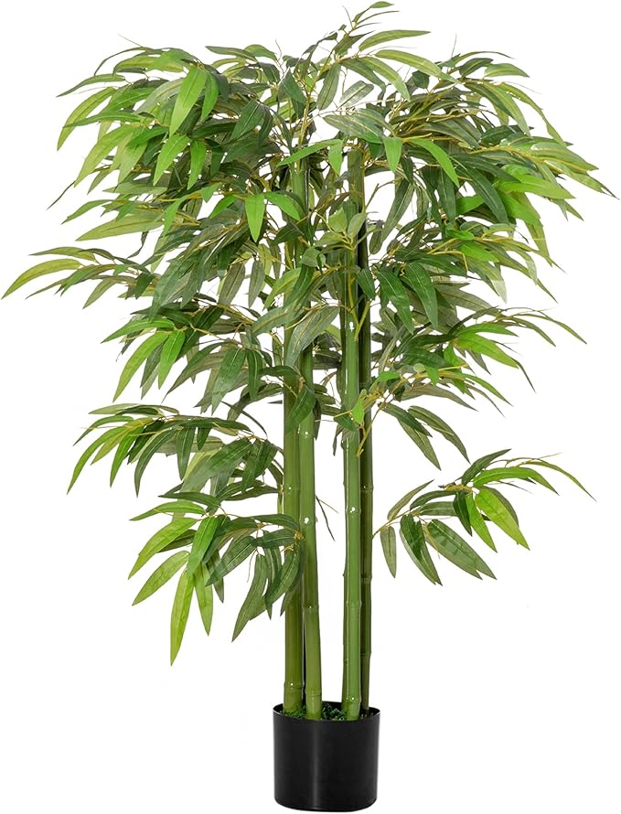 HOMCOM 4.5FT Artificial Bamboo Tree, Decorative Faux Plant in Nursery Pot for Indoor or Outdoor Decor