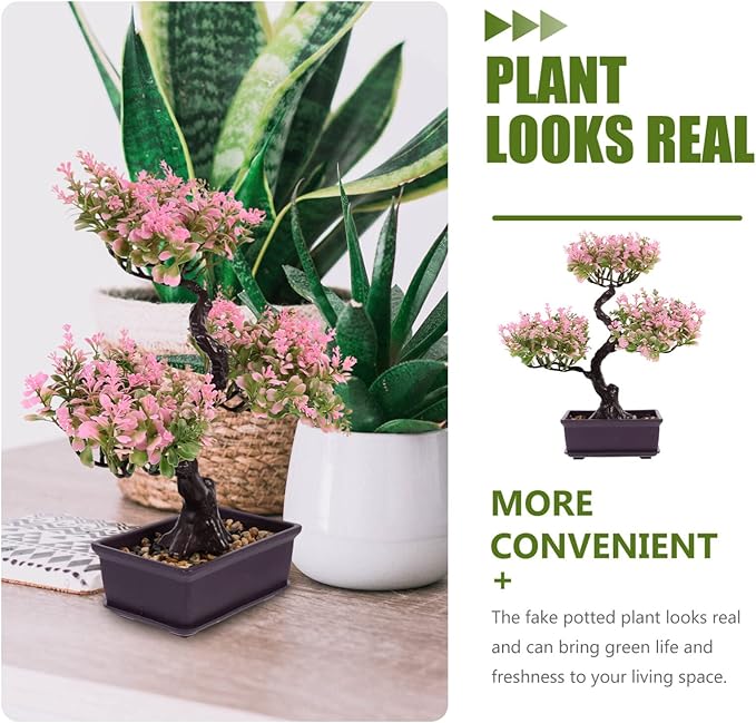 EXCEART Artificial Bonsai Plant Simulation Plants for Home Decor Faux Potted Bonsai Ornament No Maintenance Required for Office and Spaces