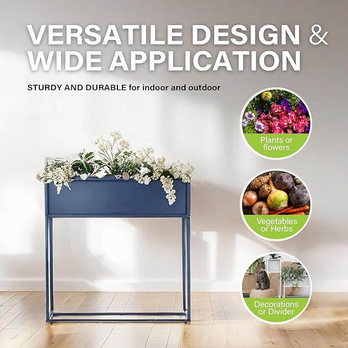 Cocoyard Elevated Planter Box - Durable Raised Garen Bed for Herbs and Flowers - Tall Rectangle Planter for Outdoor Plants & Backyard Gardening (Navy, 28" H - 2 Pack)