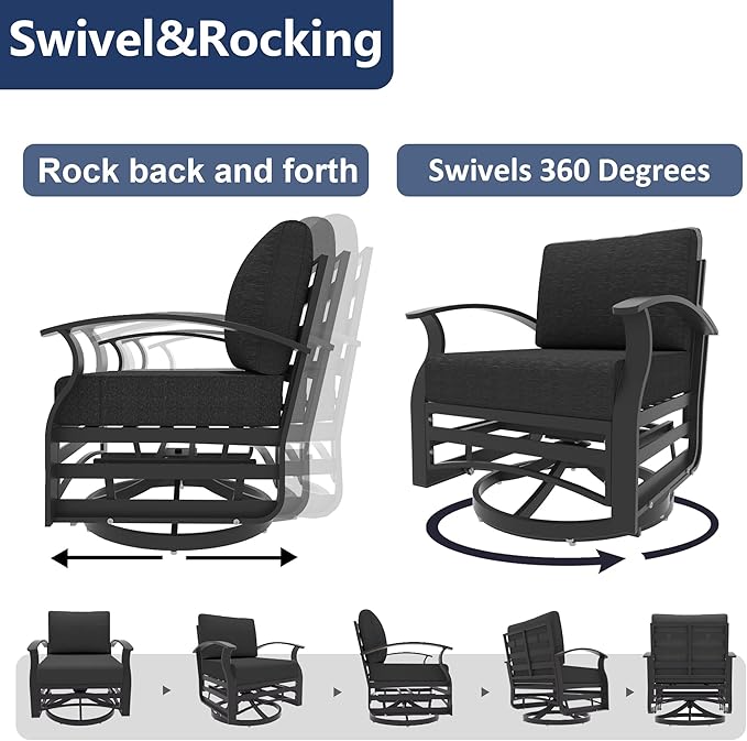 Kurapika Patio Furniture Set 10-Piece Aluminum Sectional Sofa with Armrest, Modern Outdoor Conversation Set, Metal Corner Sofa with Ottoman, Black