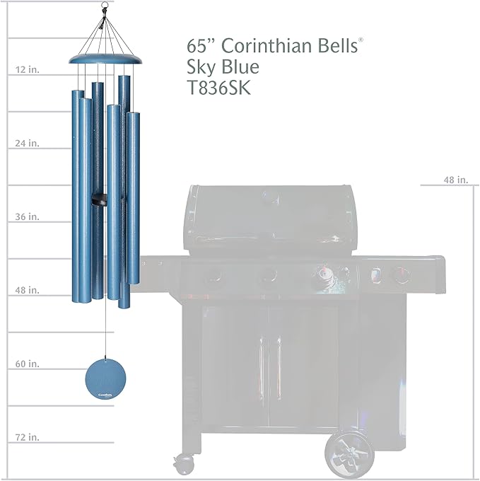 Corinthian Bells by Wind River - 65 inch Sky Blue Wind Chime for Patio, Backyard, Garden, and Outdoor décor (Aluminum Chime) Made in The USA