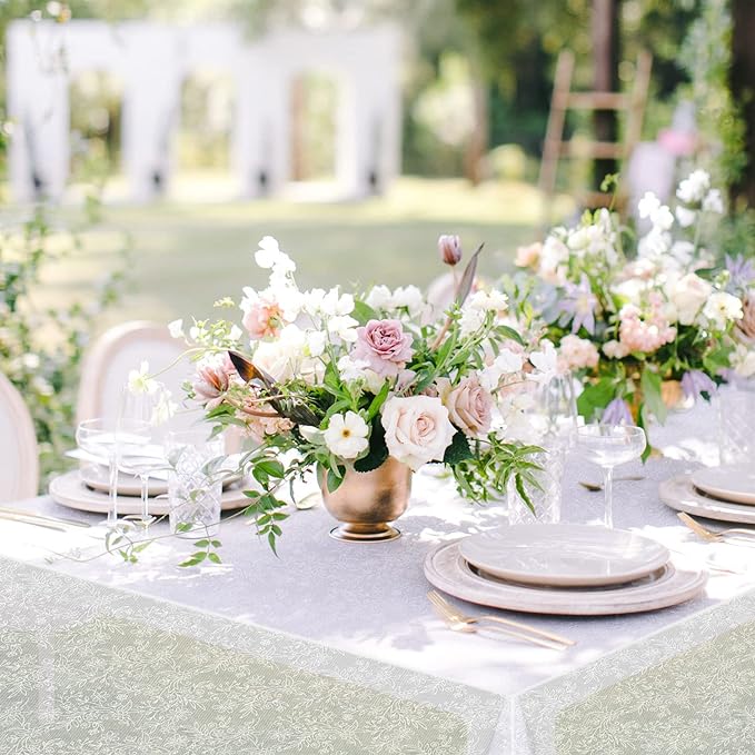 3 Pack Plastic Lace Tablecloth, White Plastic Table Cloths for Parties Disposable, 54x108 in Waterproof Rectangular Plastic Lace Camping Tablecloth for Birthday, Party, Wedding