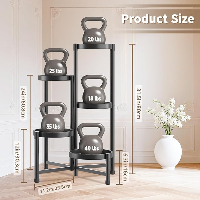 LASZOLA 5 Tiered Folding Tall Plant Stand Indoor for Multiple Large Planter, Heavy Duty Metal Adjustable Flower Rack for Narrow Corner, Sturdy Vertical Spiral Shelving Holder for Modern House, Black