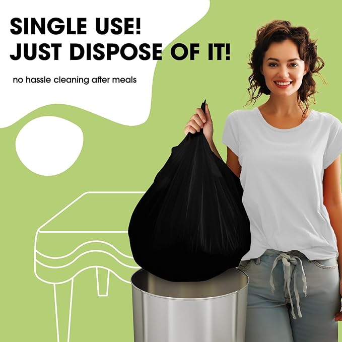 Pureegg Plastic Table Cloth Disposable 8 Pack, 84'' Round Table Cloths, Graduation Decorations Class of 2025, Graduation Party Tablecloths, Round, Plastic Cover, Leakproof & Sturdy, Black