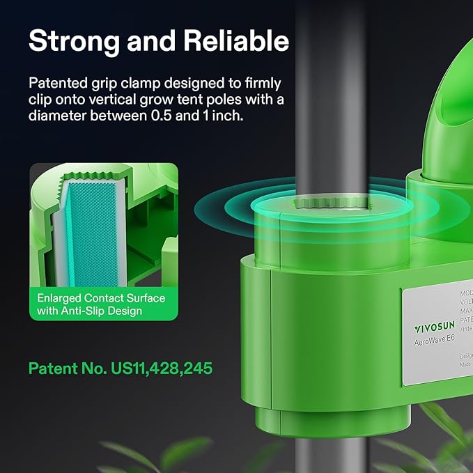 VIVOSUN AeroWave E6 Grow Tent Fan 6”, EC Motor, Smart Wifi Control, US Patented Auto Oscillating Clip fan, Weatherproof IP-54, Strong Airflow but Quiet for Hydroponic Ventilation Circulation, 1-Pack