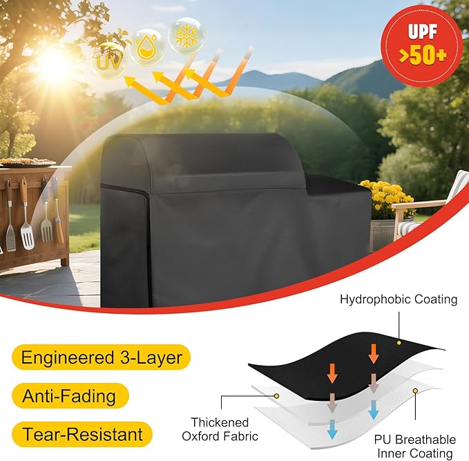 Heavy Duty Full-Length BAC776 Grill Cover with Side Zipper, Compatible with Traeger Woodridge Pro Cover BAC776 Woodridge Elite Grill Cover, 600D All Weather Grill Accessory