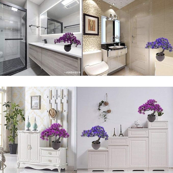 Artificial Plants Fake Bonsai Juniper Tree Potted Faux Japanese Cedar Bonsai Simulation Zen Garden Fake Plant Artificial Bonsai Tree for Greenery Office Home Décor Indoor Desktop Display