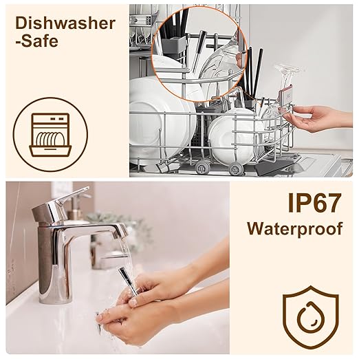 Wireless Meat Thermometer Digital with 2 Probes, Long Range Bluetooth Food Thermometer with Smart APP Alerts for Cooking, Grill, AirFryer, Perfect for BBQ Chicken Turkey