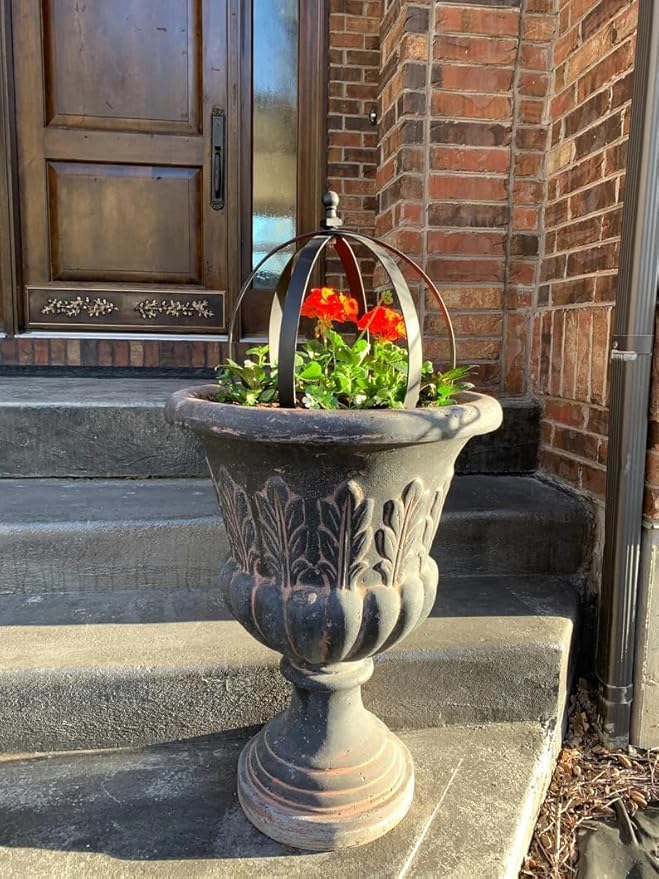 Metal Garden Obelisk Trellis 18"x22" - 2pcs, Large Round Black Plant Frame for Climbing Plants, Indoor/Outdoor Topiary Structure, Ideal for Potted Plant Decor - Outdoor Garden Decoration and Yard Gift