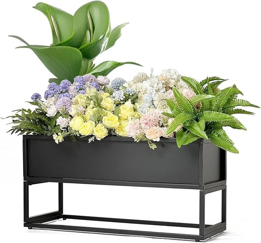 Cocoyard Elevated Planter Box - 14 Inch Durable Raised Garen Bed for Herbs and Flowers - Tall Rectangular Planter for Outdoor Plants & Backyard Gardening (Black, 14" H)