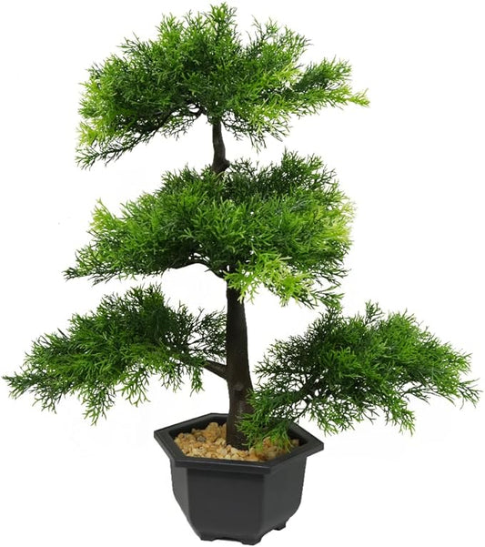 Realistic Artificial Bonsai Tree Low Maintenance Fake Plant Indoor for Home, Office, Bedroom & Living Room Decor