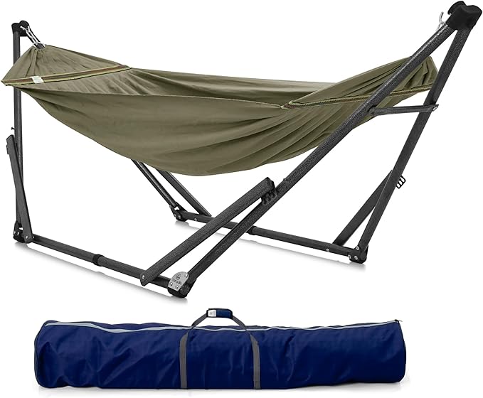 Tranquillo Uniki Collapsible Hammock Stand, Folding Camping Hammock and Stand, 550 lbs Capacity, Heavy Duty Folding Hammock for Indoor Outdoor, Quickly Assembly, Sage